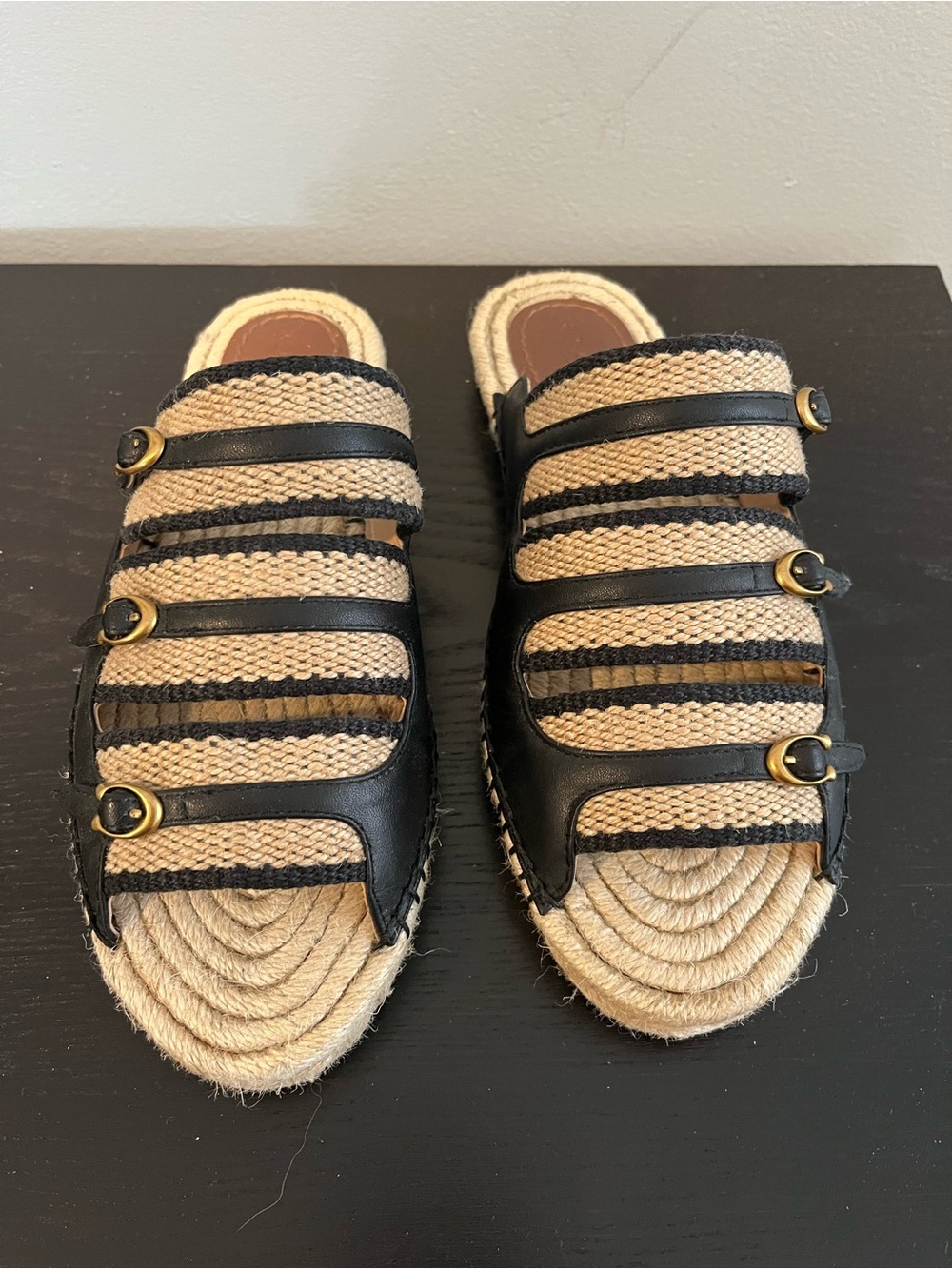 Like New Coach Espadrille Sandals in Black and Natural - Size 6 - Picture 2 of 6